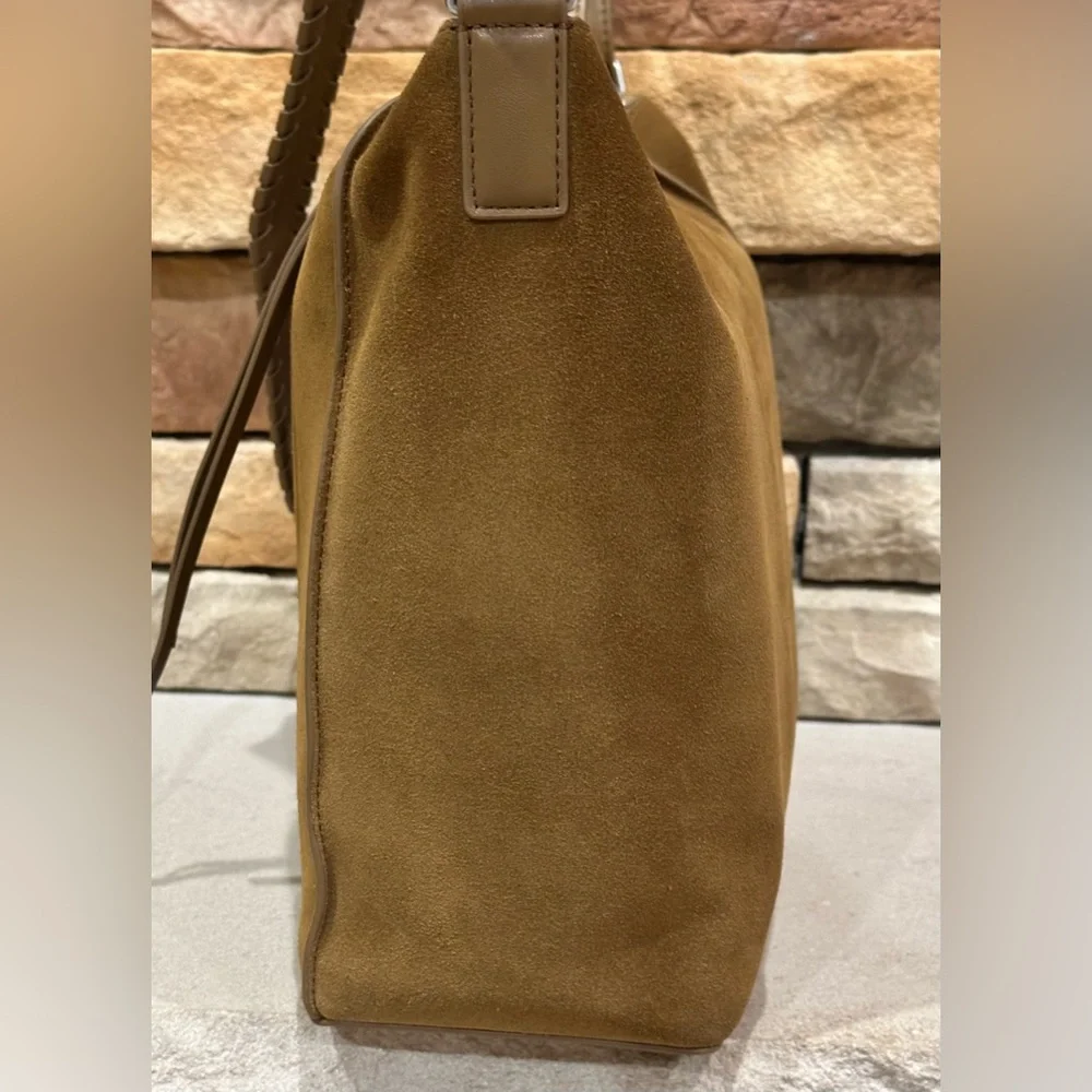 All Saints Kita Suede Messenger Crossbody Bag In Conker Brown